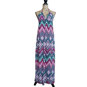 Mossimo Supply Co. Halter V-Neck Midi Dress in Vibrant Bold Colors